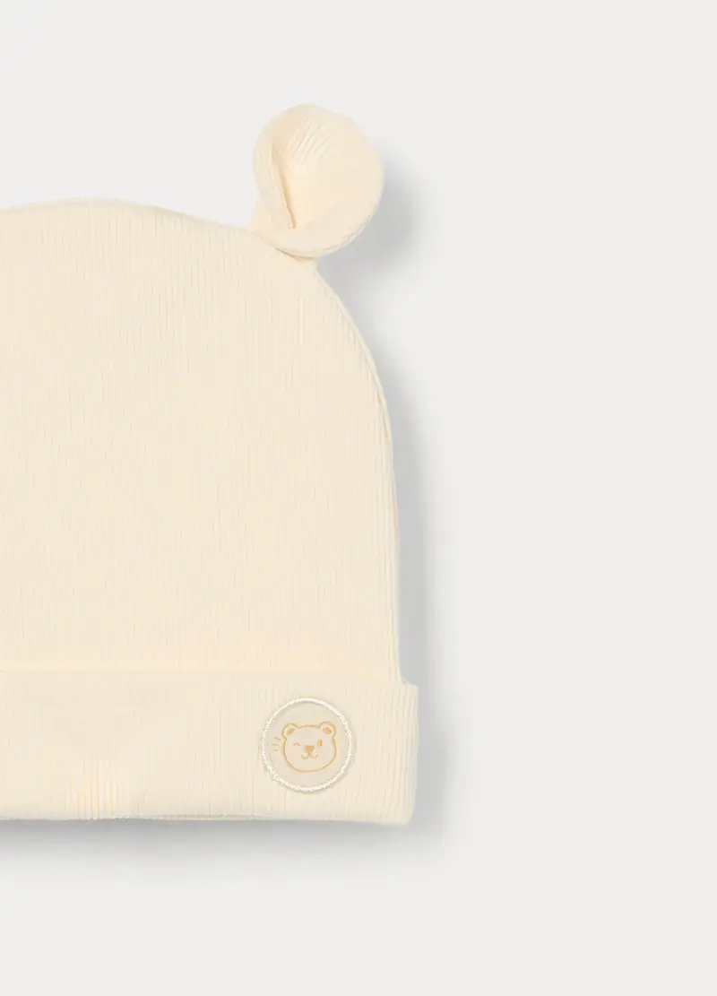 Berretto In French Terry Di Viscosa Stretch Neonata, Bianco avorio miniatura 3