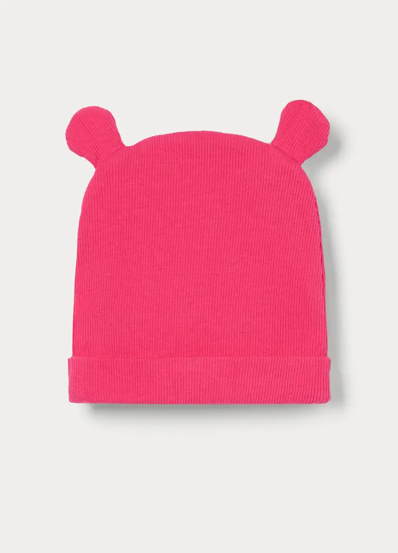 Berretto In French Terry Di Viscosa Stretch Neonata, Rosa fuxia miniatura 2