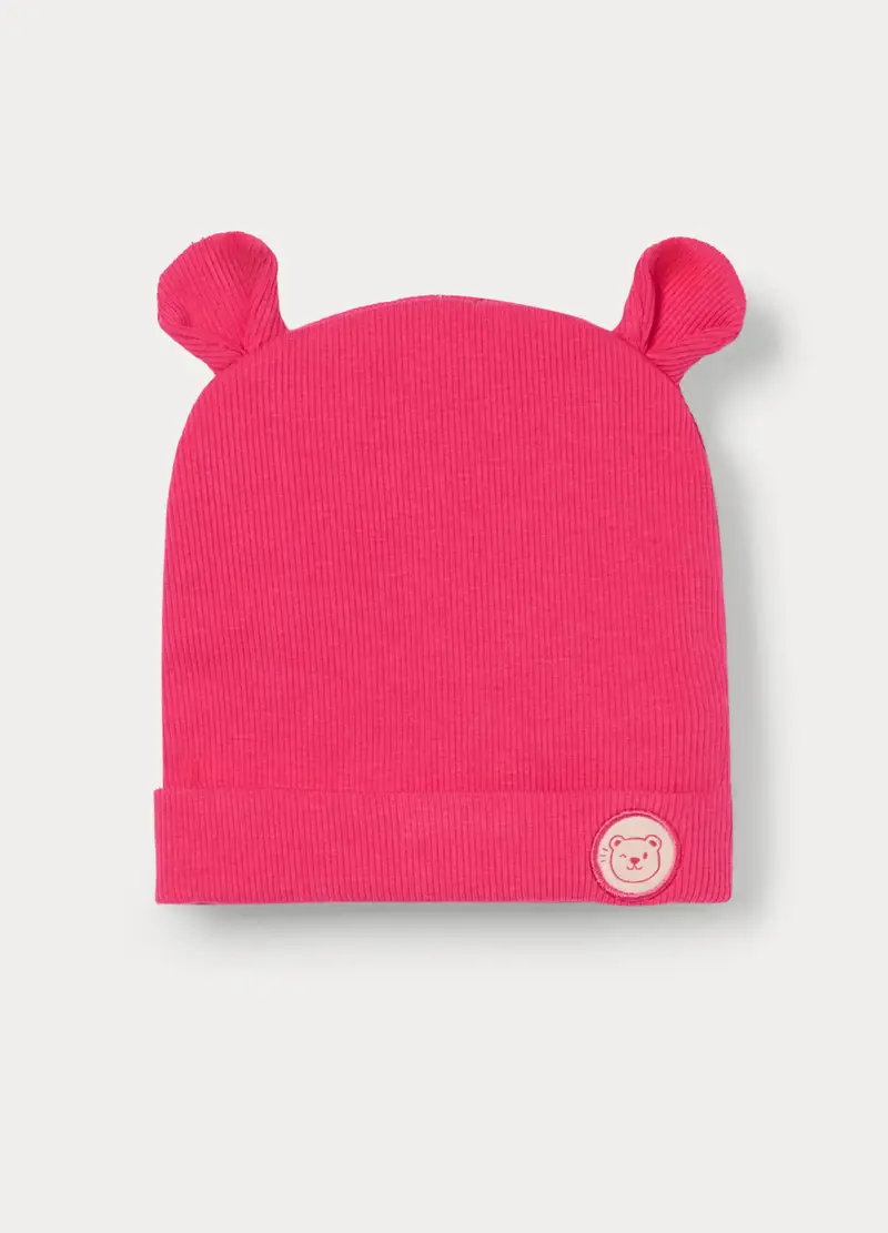Berretto In French Terry Di Viscosa Stretch Neonata, Rosa fuxia