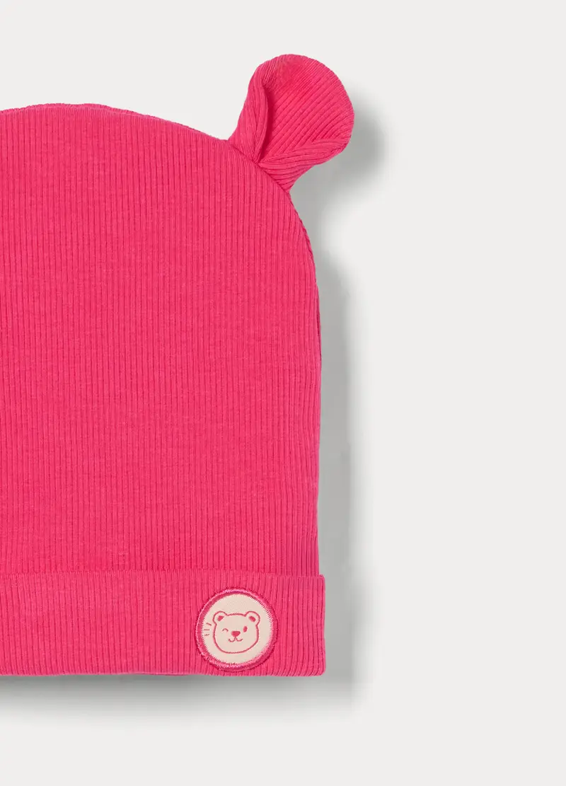 Berretto In French Terry Di Viscosa Stretch Neonata, Rosa fuxia miniatura 3