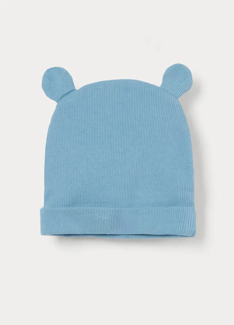 Berretto In French Terry Di Viscosa Stretch Neonato, Azzurro cielo miniatura 2