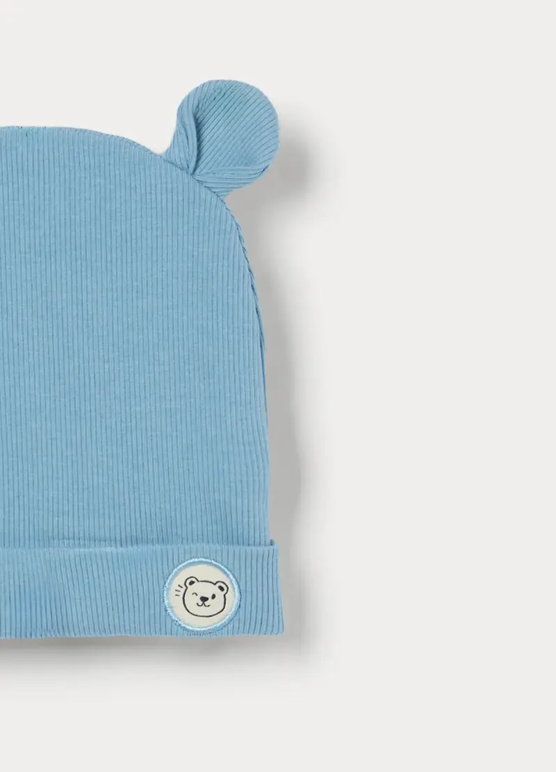 Berretto In French Terry Di Viscosa Stretch Neonato, Azzurro cielo miniatura 3