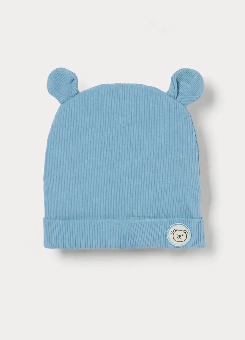 Berretto In French Terry Di Viscosa Stretch Neonato, Azzurro cielo