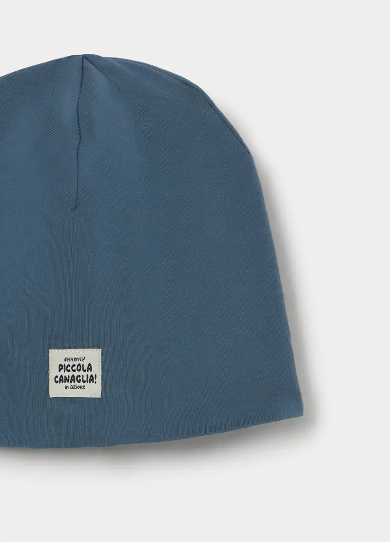 Berretto In Jersey Di Cotone Stretch Neonato, Azzurro scuro miniatura 3