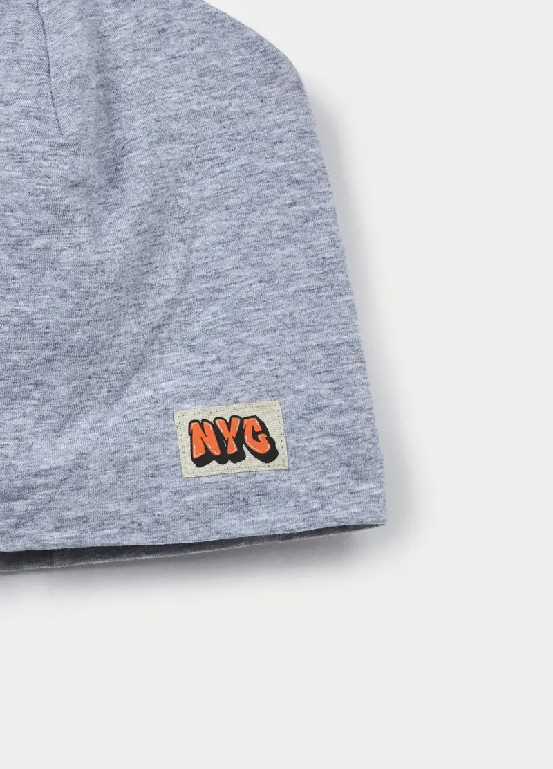 Berretto In Jersey Di Puro Cotone Bambino, Grigio chiaro melange miniatura 3