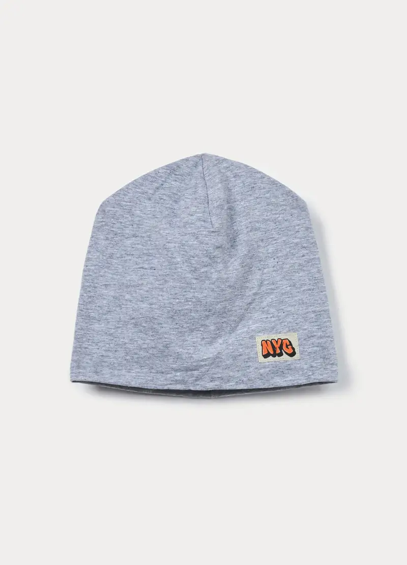 Berretto In Jersey Di Puro Cotone Bambino, Grigio chiaro melange