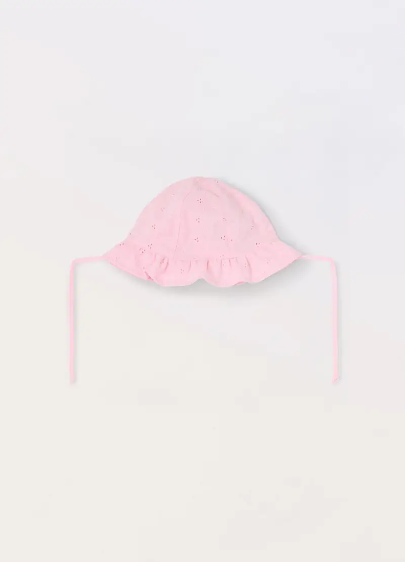 Blukids, Berretto In Sangallo Di Puro Cotone Neonata, Bambina, Rosa cipria, Taglia: 46-48