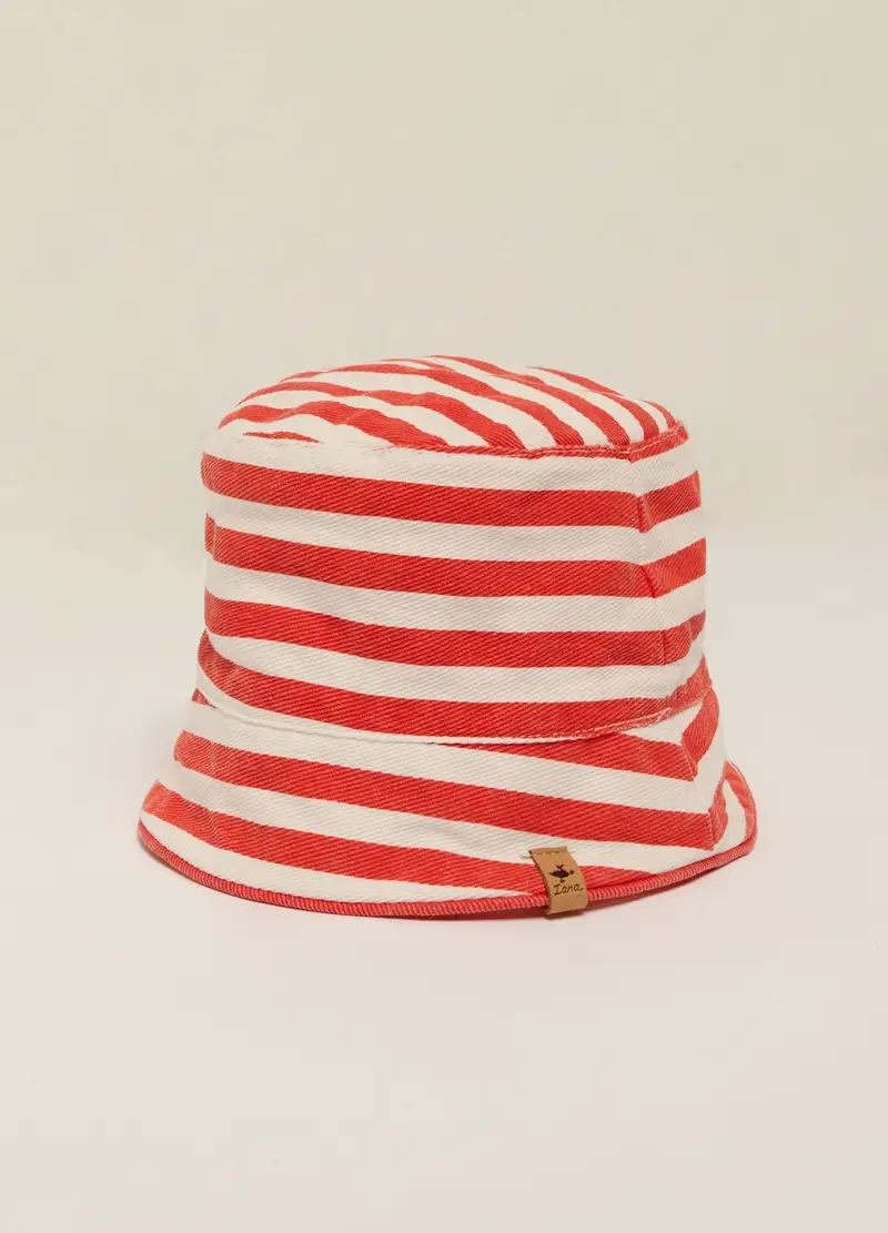 Berretto In Twill Di Puro Cotone Iana Neonato, Bianco/Rosso, U