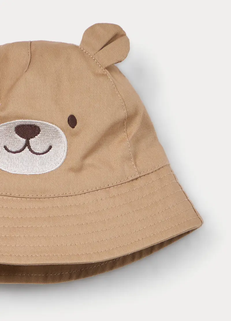 Berretto In Twill Di Puro Cotone Neonato, Bambino, Beige scuro miniatura 3