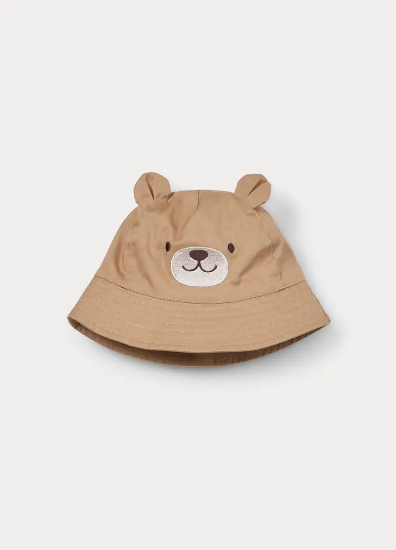 Berretto In Twill Di Puro Cotone Neonato, Bambino, Beige scuro