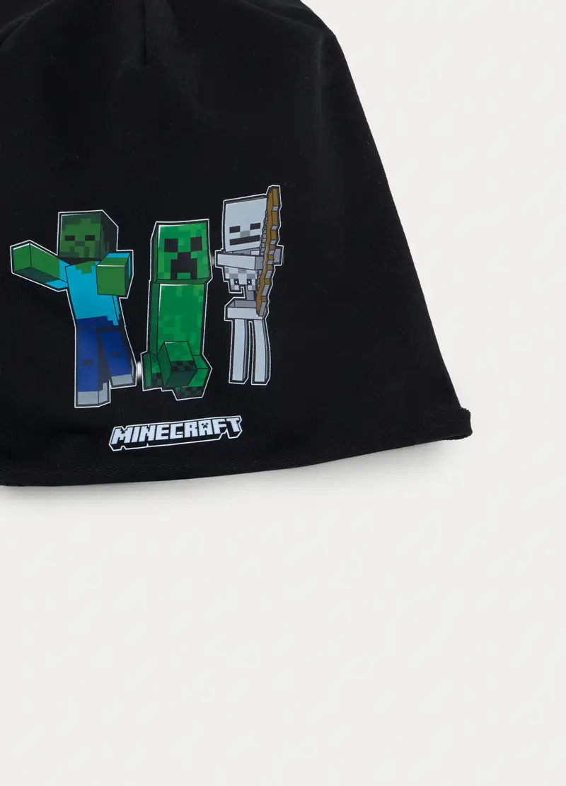 Berretto Minecraft In French Terry Di Cotone Stretch, Bambino, Nero stampa 1 miniatura 3