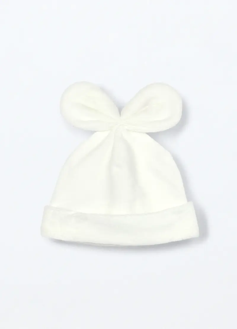 Berretto Misto Cotone Velour, Neonata, Bianco panna, .U miniatura 2