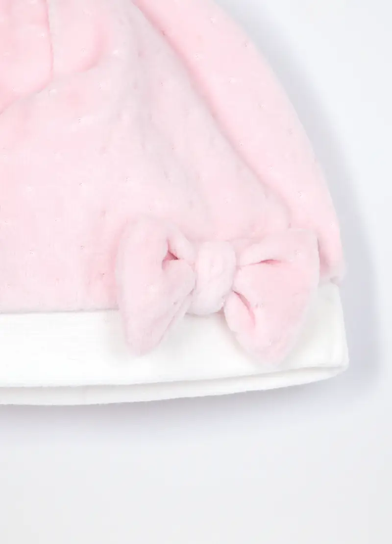 Berretto Misto Cotone Velour, Neonata, Rosa pastello, .U miniatura 3