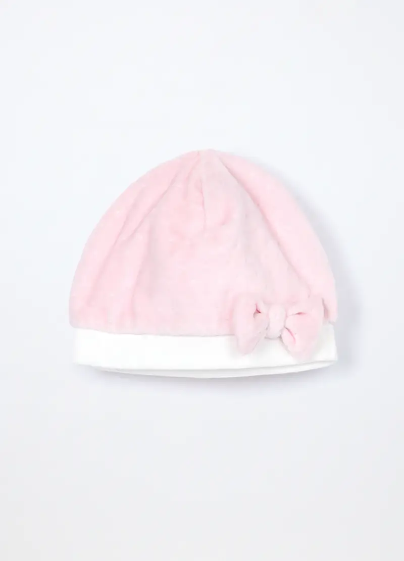 Berretto Misto Cotone Velour, Neonata, Rosa pastello, .U