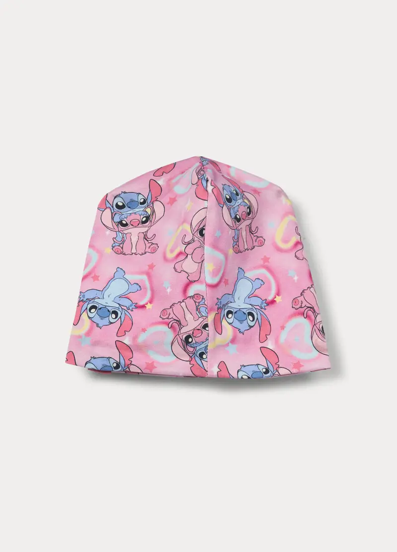 Berretto Stitch In Jersey Di Cotone Stretch, Bambina, Rosa pastello miniatura 2