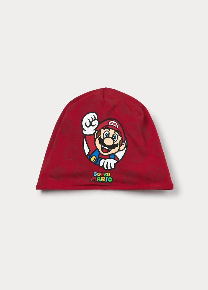 Berretto Super Mario In French Terry Stretch, Bambino, Rosso