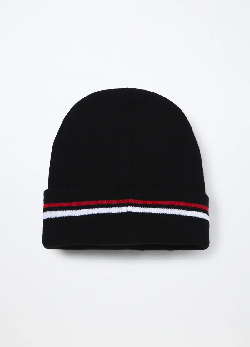 Berretto Tricot Con Patch, Bambino, Nero/Rosso miniatura 2