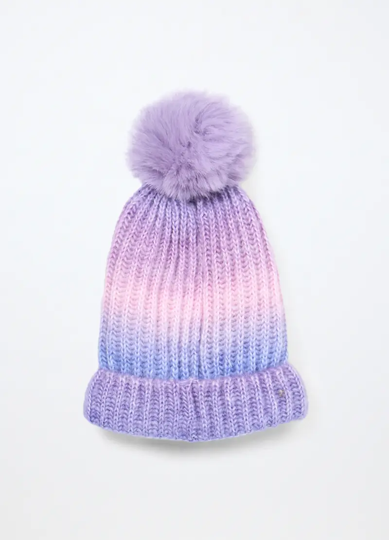 Berretto Tricot Con Pon Pom, Bambina, Viola lilla miniatura 2