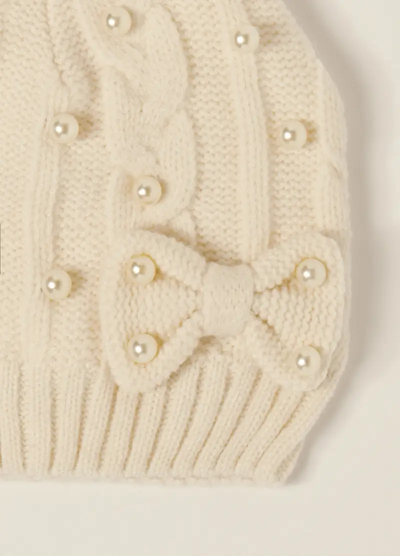 Berretto Tricot Iana Neonata, Bianco panna, .U miniatura 2