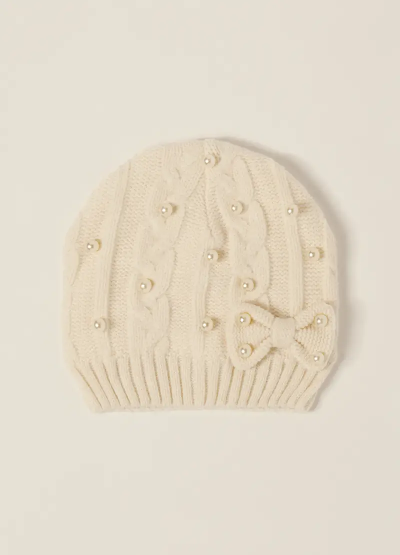 Berretto Tricot Iana Neonata, Bianco panna, .U