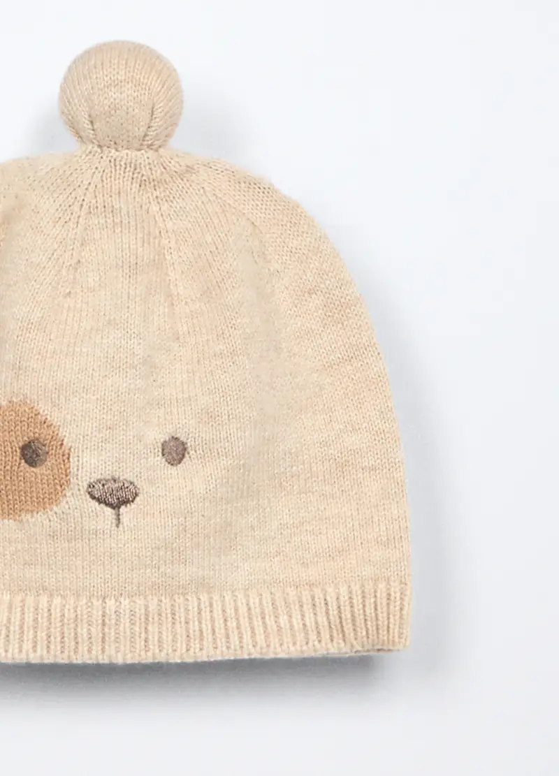 Blukids, Berretto Tricot In Puro Cotone, Neonato, Beige chiaro, Taglia: T.U miniatura 2