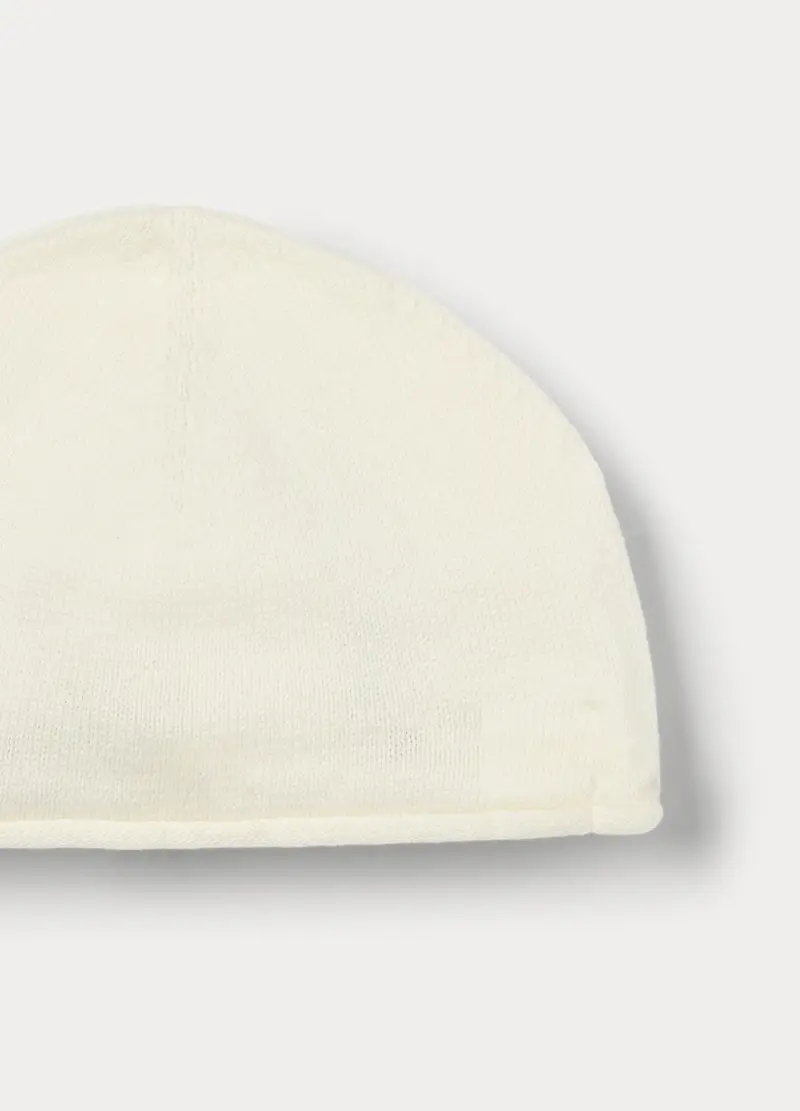 Berretto Tricot In Puro Cotone, Unisex, Bianco gesso, U miniatura 3
