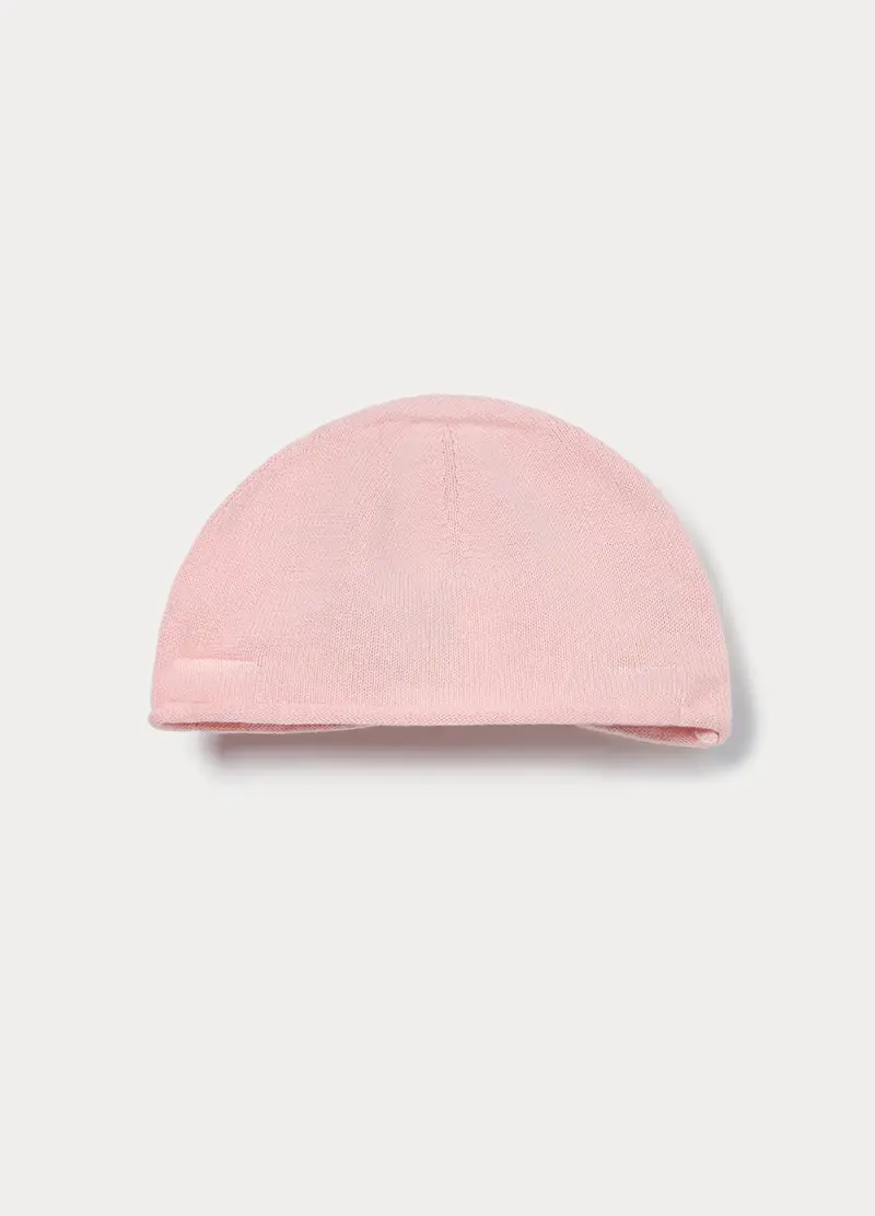 Berretto Tricot In Puro Cotone, Unisex, Rosa pastello, U miniatura 2
