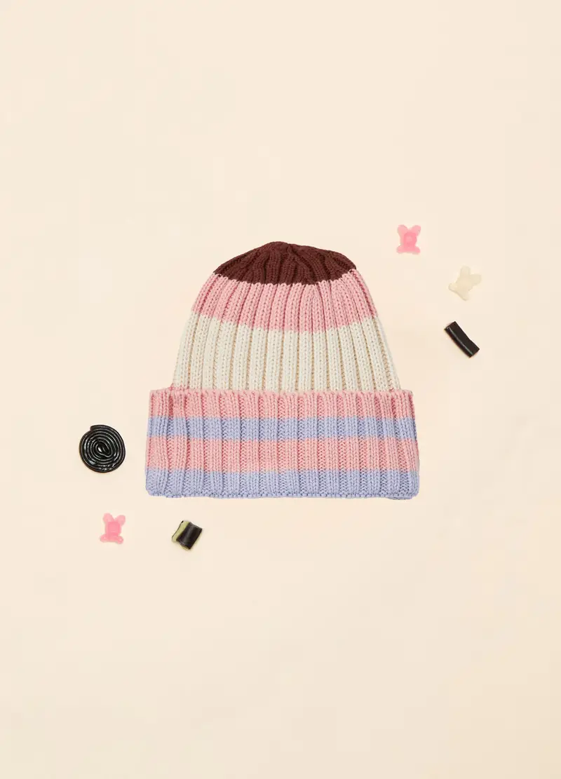 Berretto Tricot Misto Lana, Bambina, Rosa pastello