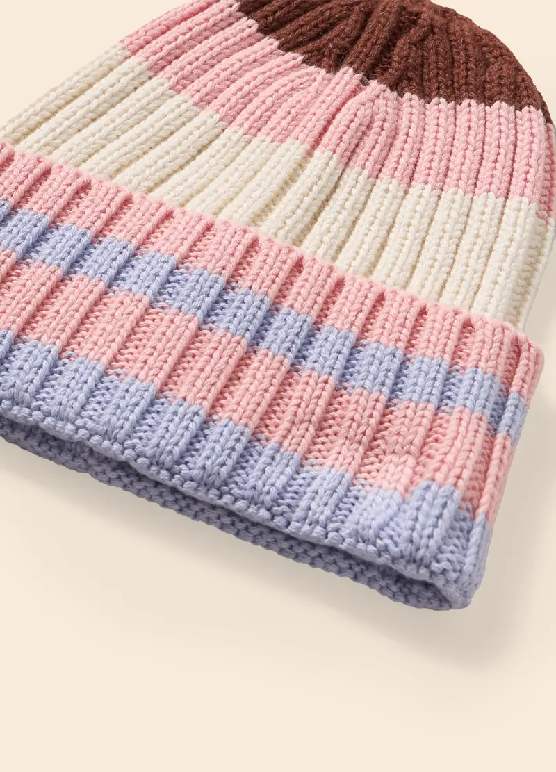 Berretto Tricot Misto Lana, Bambina, Rosa pastello miniatura 2