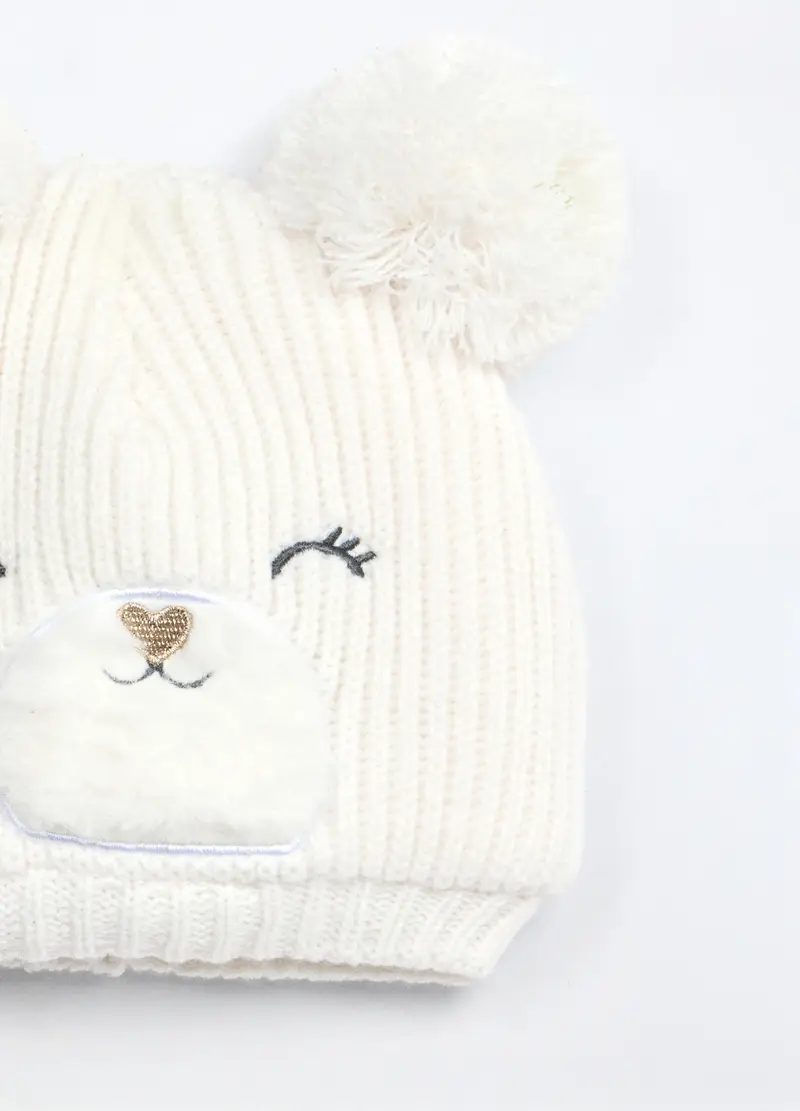 Berretto Tricot Neonata, Bianco panna miniatura 3