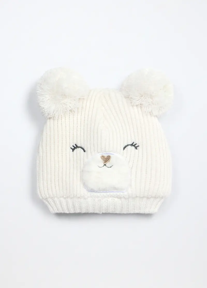 Berretto Tricot Neonata, Bianco panna