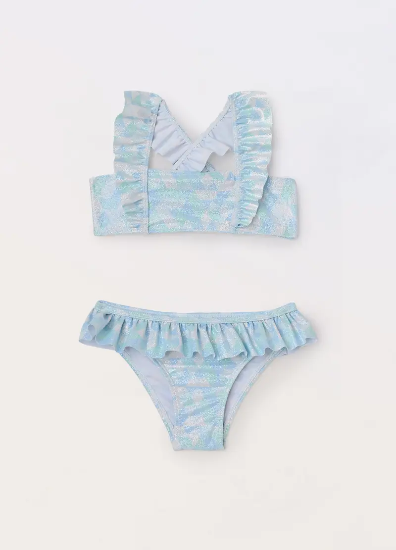 Blukids, Bikini Con Rouches Bambina, Unisex, Azzurro chiaro, Taglia: 3-4