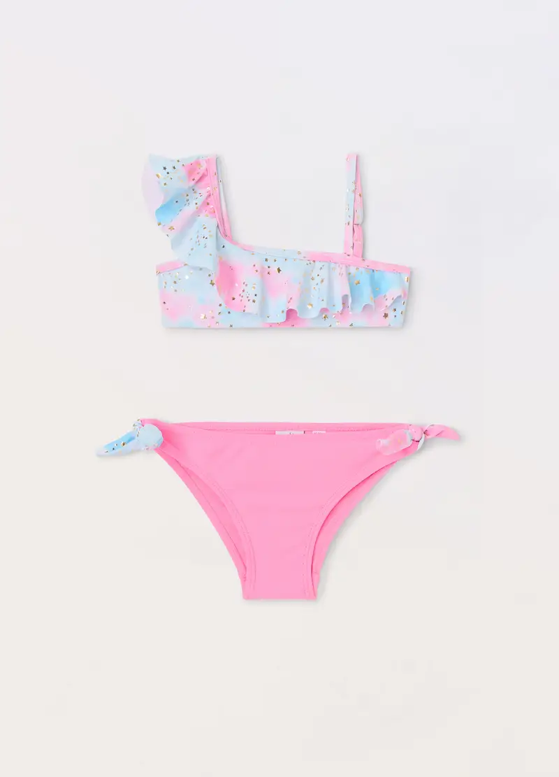 Blukids, Bikini Con Rouches Bambina, Unisex, Rosa pastello, Taglia: 4-5