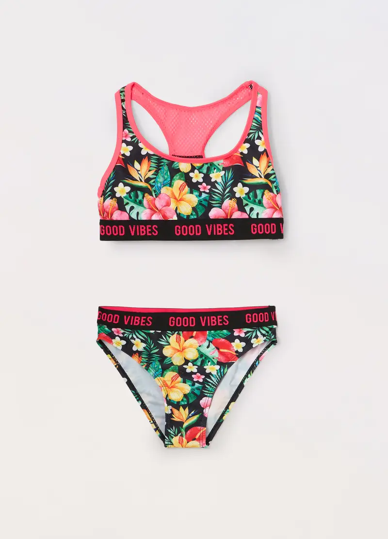 Blukids Bikini Con Stampa Ragazza, Unisex, Verde foglia