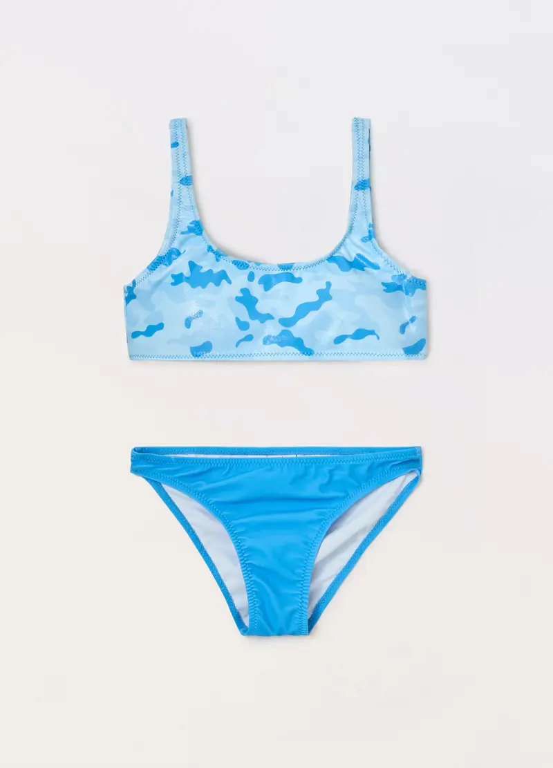 Blukids, Bikini Costume Camouflage Ragazza, Unisex, Azzurro cielo, Taglia: 9-10