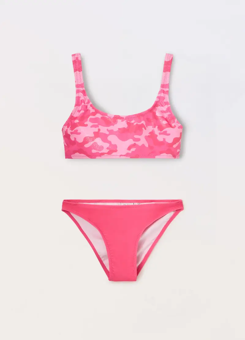 Blukids, Bikini Costume Camouflage Ragazza, Unisex, Rosa fuxia, Taglia: 9-10