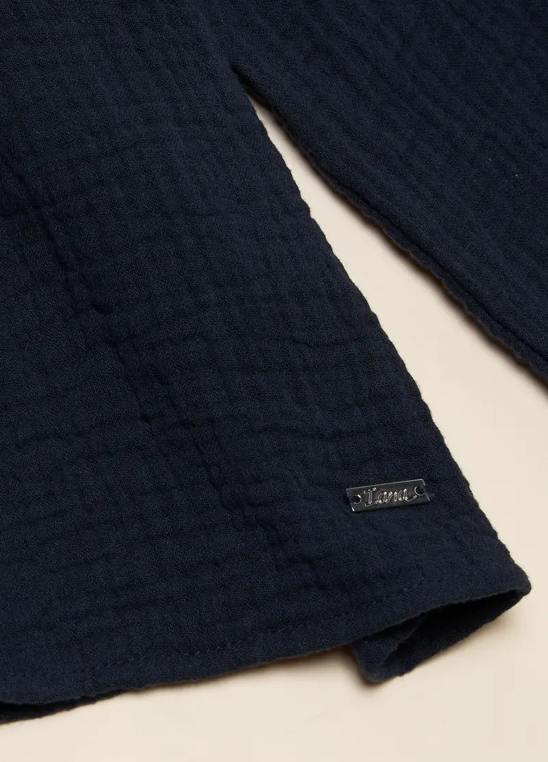 Blusa In Cotone, Bambina, Blu scuro miniatura 2