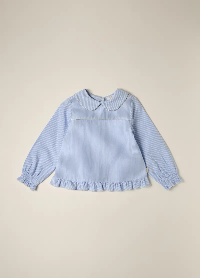 Blusa In Cotone Con Filo Lurex Iana Neonata, Azzurro chiaro