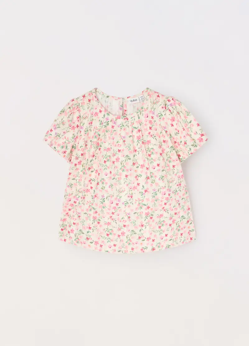 Blukids, Blusa In Puro Cotone Bambina, Bianco/Rosa, Taglia: 3-4