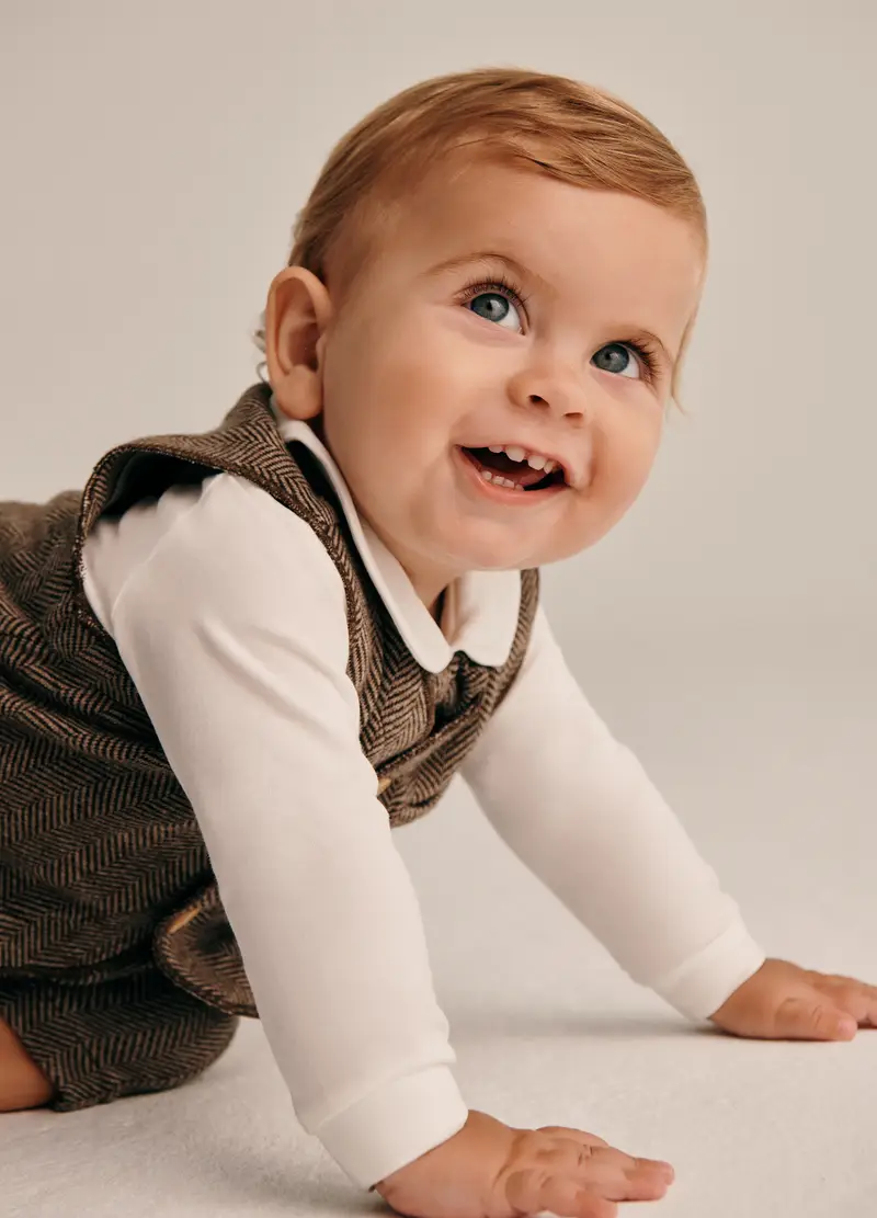 Body Beige In Misto Cotone Elasticizzato, Neonato, Beige chiaro