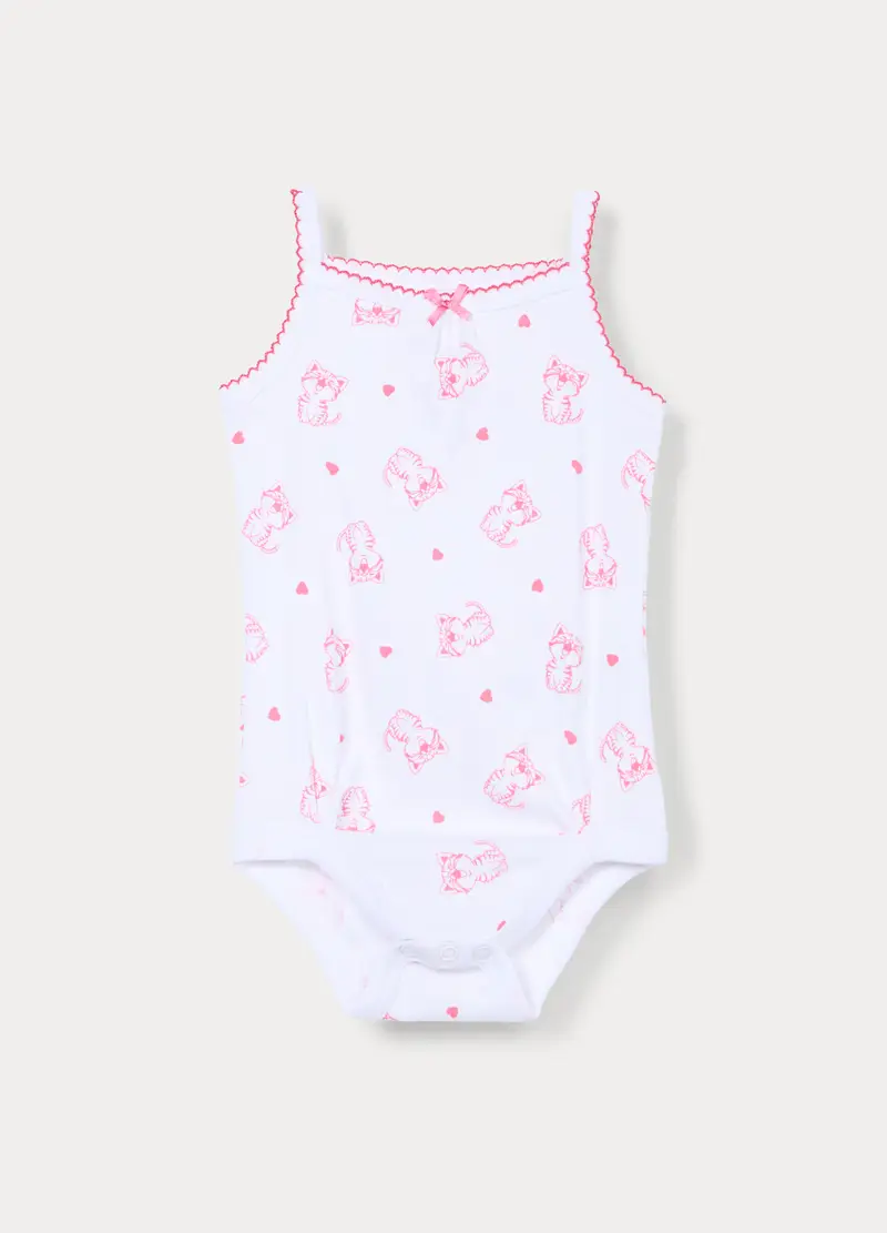 Body In Costina Di Puro Cotone Neonata, Bianco