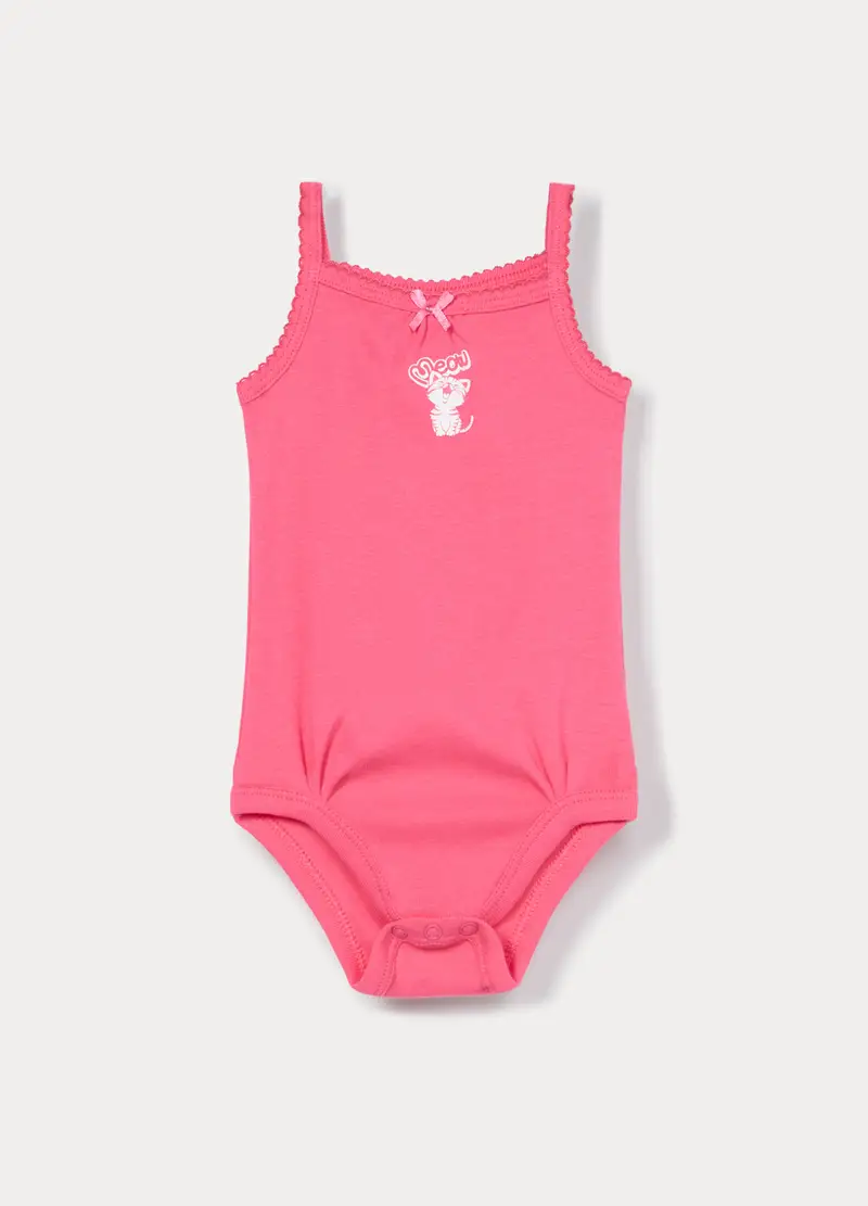 Body In Costina Di Puro Cotone Neonata, Rosa fuxia
