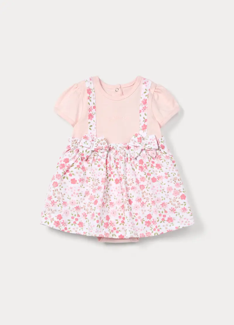 Body-vestito In Jersey Di Puro Cotone Neonata, Rosa chiaro