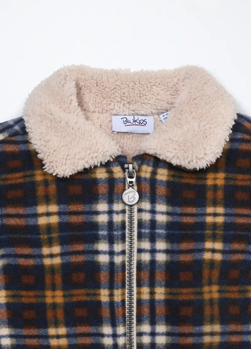 Bomber A Quadri Imbottito Neonato, Bambino, Blu/Giallo miniatura 3