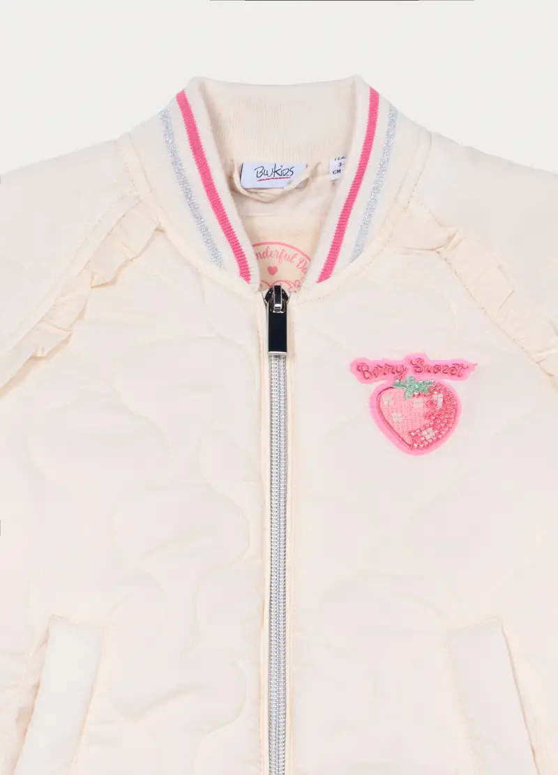 Bomber Trapuntato Bambina, Bianco miniatura 3