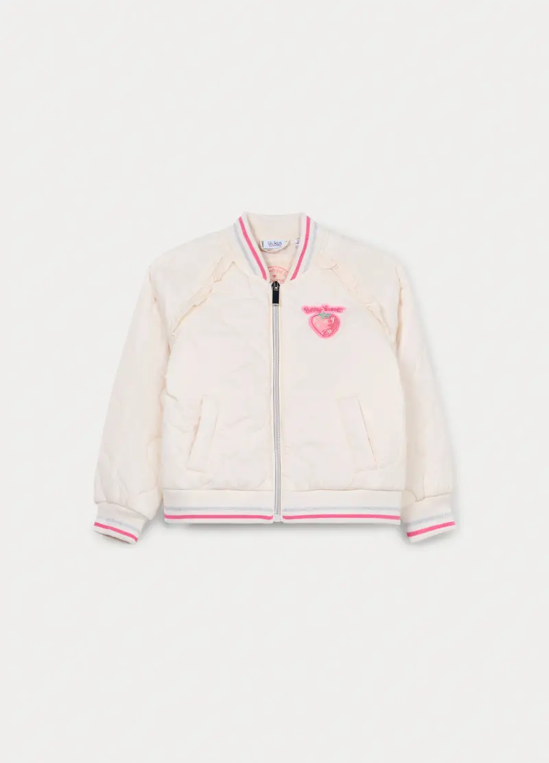 Bomber Trapuntato Bambina, Bianco
