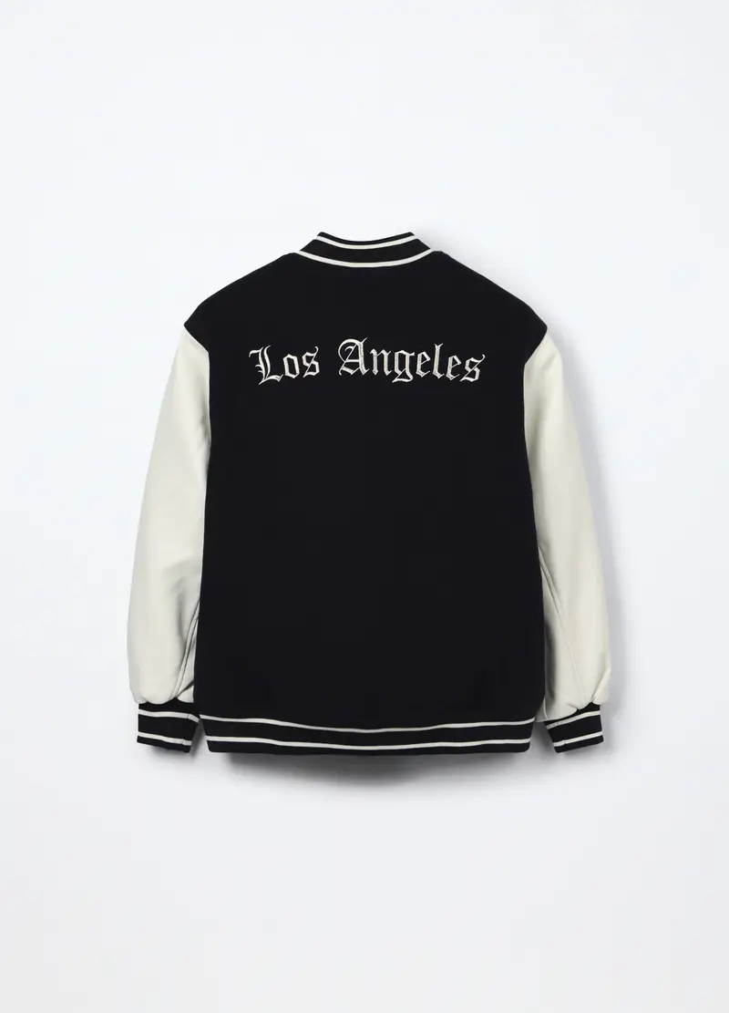 Bomber Varsity Ragazzo, Bambino, Nero miniatura 2