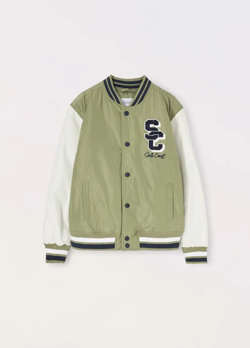 Blukids, Bomber Varsity Ragazzo, Bambino, Verde oliva, Taglia: 9-10