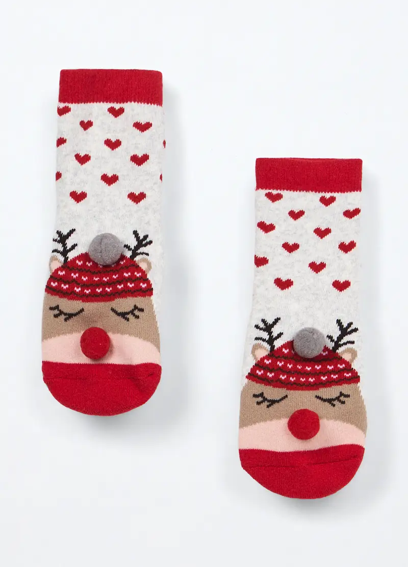 , Calze Corte Antiscivolo In Spugna Bambina, Rosso aragosta miniatura 2