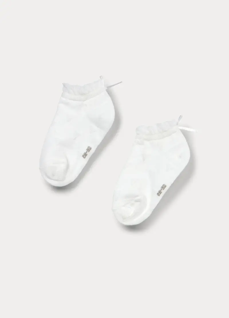 Calze Corte Jaquard Misto Cotone, Bambina, Bianco gesso